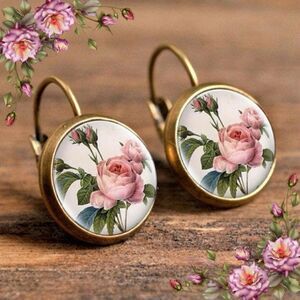 Floral Print Earrings Copper Jewelry